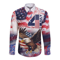 Personalized American Eagles 4th of July Long Sleeve Button Shirt USA Independence Day - Wonder Print Shop