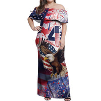 Personalized American Eagles 4th of July Off Shoulder Maxi Dress USA Independence Day - Wonder Print Shop