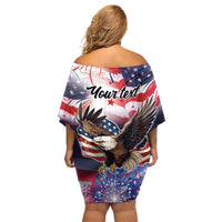 Personalized American Eagles 4th of July Off Shoulder Short Dress USA Independence Day - Wonder Print Shop