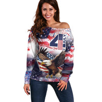 Personalized American Eagles 4th of July Off Shoulder Sweater USA Independence Day - Wonder Print Shop