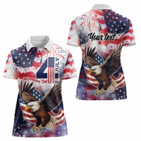Personalized American Eagles 4th of July Women Polo Shirt USA Independence Day - Wonder Print Shop