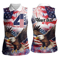 Personalized American Eagles 4th of July Women Sleeveless Polo Shirt USA Independence Day - Wonder Print Shop