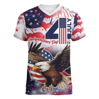 Personalized American Eagles 4th of July Women V-Neck T-Shirt USA Independence Day - Wonder Print Shop