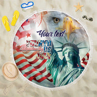Personalized 4th of July USA Statue of Liberty Beach Blanket Happy Independence Day LT9 - Wonder Print Shop