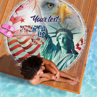 Personalized 4th of July USA Statue of Liberty Beach Blanket Happy Independence Day LT9 - Wonder Print Shop