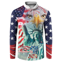 Personalized 4th of July USA Statue of Liberty Button Sweatshirt Happy Independence Day LT9 - Wonder Print Shop