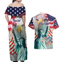Personalized 4th of July USA Statue of Liberty Couples Matching Off Shoulder Maxi Dress and Hawaiian Shirt Happy Independence Day LT9 - Wonder Print Shop