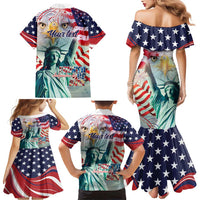 Personalized 4th of July USA Statue of Liberty Family Matching Mermaid Dress and Hawaiian Shirt Happy Independence Day LT9 - Wonder Print Shop