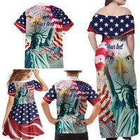 Personalized 4th of July USA Statue of Liberty Family Matching Off Shoulder Maxi Dress and Hawaiian Shirt Happy Independence Day LT9 - Wonder Print Shop