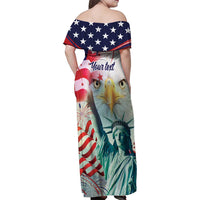Personalized 4th of July USA Statue of Liberty Family Matching Off Shoulder Maxi Dress and Hawaiian Shirt Happy Independence Day LT9 - Wonder Print Shop