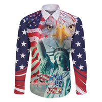 Personalized 4th of July USA Statue of Liberty Family Matching Short Sleeve Bodycon Dress and Hawaiian Shirt Happy Independence Day - Wonder Print Shop