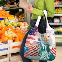 Personalized 4th of July USA Statue of Liberty Grocery Bag Happy Independence Day