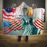 Personalized 4th of July USA Statue of Liberty Hooded Blanket Happy Independence Day