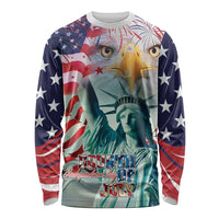 Personalized 4th of July USA Statue of Liberty Long Sleeve Shirt Happy Independence Day - Wonder Print Shop