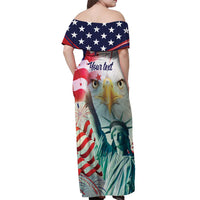 Personalized 4th of July USA Statue of Liberty Off Shoulder Maxi Dress Happy Independence Day - Wonder Print Shop
