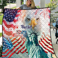 Personalized 4th of July USA Statue of Liberty Quilt Happy Independence Day - Wonder Print Shop