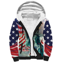 Personalized 4th of July USA Statue of Liberty Sherpa Hoodie Happy Independence Day - Wonder Print Shop
