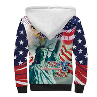 Personalized 4th of July USA Statue of Liberty Sherpa Hoodie Happy Independence Day - Wonder Print Shop