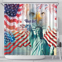 Personalized 4th of July USA Statue of Liberty Shower Curtain Happy Independence Day