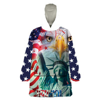 Personalized 4th of July USA Statue of Liberty Wearable Blanket Hoodie Happy Independence Day - Wonder Print Shop
