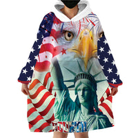 Personalized 4th of July USA Statue of Liberty Wearable Blanket Hoodie Happy Independence Day - Wonder Print Shop
