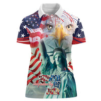 Personalized 4th of July USA Statue of Liberty Women Polo Shirt Happy Independence Day - Wonder Print Shop