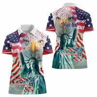 Personalized 4th of July USA Statue of Liberty Women Polo Shirt Happy Independence Day - Wonder Print Shop