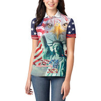 Personalized 4th of July USA Statue of Liberty Women Polo Shirt Happy Independence Day - Wonder Print Shop