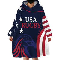 Custom USA Rugby Wearable Blanket Hoodie The Eagles Summer Paris 2024 - Wonder Print Shop