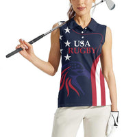 Custom USA Rugby Women Sleeveless Polo Shirt The Eagles Summer Paris 2024 - Wonder Print Shop