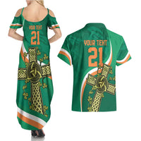 Custom Ireland Rugby Couples Matching Summer Maxi Dress and Hawaiian Shirt Green Celtic Knot Summer Paris 2024 LT9 - Wonder Print Shop