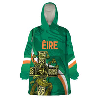 Custom Ireland Rugby Wearable Blanket Hoodie Green Celtic Knot Summer Paris 2024 - Wonder Print Shop