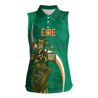 Custom Ireland Rugby Women Sleeveless Polo Shirt Green Celtic Knot Summer Paris 2024 - Wonder Print Shop