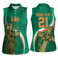 Custom Ireland Rugby Women Sleeveless Polo Shirt Green Celtic Knot Summer Paris 2024 - Wonder Print Shop