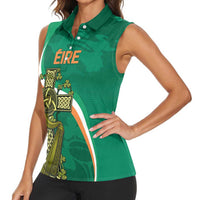 Custom Ireland Rugby Women Sleeveless Polo Shirt Green Celtic Knot Summer Paris 2024 - Wonder Print Shop