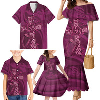 Ireland Rugby Family Matching Mermaid Dress and Hawaiian Shirt Maroon Celtic Knot Summer Paris 2024 LT9 - Wonder Print Shop