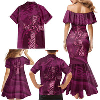 Ireland Rugby Family Matching Mermaid Dress and Hawaiian Shirt Maroon Celtic Knot Summer Paris 2024 LT9 - Wonder Print Shop