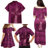 Ireland Rugby Family Matching Puletasi and Hawaiian Shirt Maroon Celtic Knot Summer Paris 2024 - Wonder Print Shop