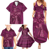 Ireland Rugby Family Matching Summer Maxi Dress and Hawaiian Shirt Maroon Celtic Knot Summer Paris 2024 - Wonder Print Shop