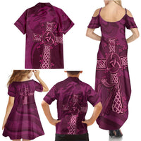 Ireland Rugby Family Matching Summer Maxi Dress and Hawaiian Shirt Maroon Celtic Knot Summer Paris 2024 - Wonder Print Shop