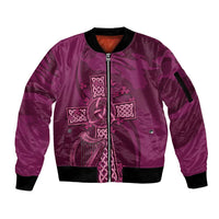 Ireland Rugby Sleeve Zip Bomber Jacket Maroon Celtic Knot Summer Paris 2024 - Wonder Print Shop