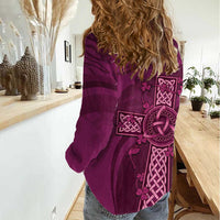 Ireland Rugby Women Casual Shirt Maroon Celtic Knot Summer Paris 2024 - Wonder Print Shop