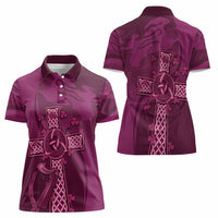 Ireland Rugby Women Polo Shirt Maroon Celtic Knot Summer Paris 2024 - Wonder Print Shop