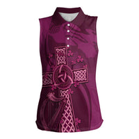 Ireland Rugby Women Sleeveless Polo Shirt Maroon Celtic Knot Summer Paris 2024 - Wonder Print Shop