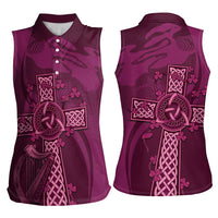 Ireland Rugby Women Sleeveless Polo Shirt Maroon Celtic Knot Summer Paris 2024 - Wonder Print Shop