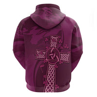 Ireland Rugby Zip Hoodie Maroon Celtic Knot Summer Paris 2024 - Wonder Print Shop
