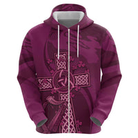 Ireland Rugby Zip Hoodie Maroon Celtic Knot Summer Paris 2024 - Wonder Print Shop