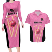 Bermuda Cricket Custom Couples Matching Long Sleeve Bodycon Dress and Hawaiian Shirt Quo Fata Ferunt Sporty - Wonder Print Shop