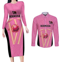 Bermuda Cricket Custom Couples Matching Long Sleeve Bodycon Dress and Long Sleeve Button Shirt Quo Fata Ferunt Sporty - Wonder Print Shop