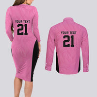 Bermuda Cricket Custom Couples Matching Long Sleeve Bodycon Dress and Long Sleeve Button Shirt Quo Fata Ferunt Sporty - Wonder Print Shop